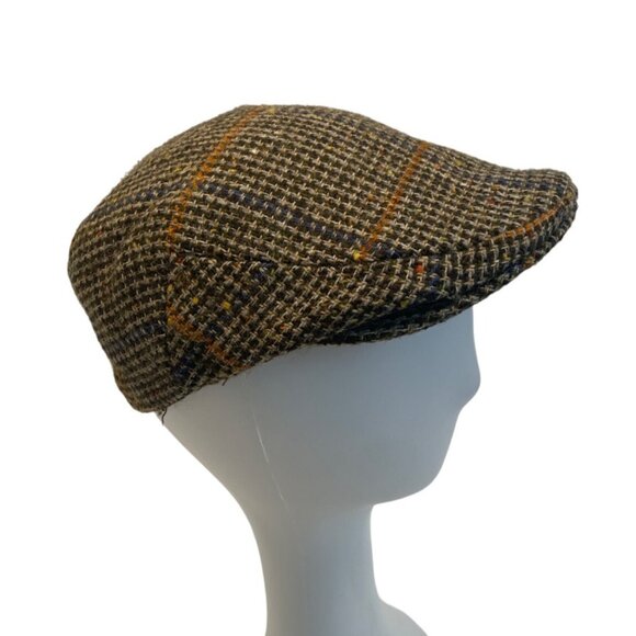 Vintage Millars Men's Grey Woven Virgin Wool Plaid Ivy Cap - Picture 2 of 7